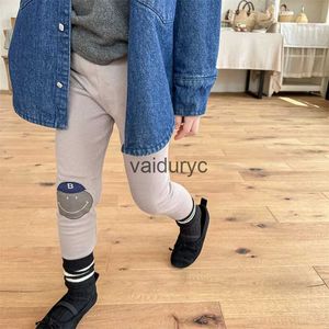 Leggings meias 2023 Inverno novo Ldren Fashion Cartoon Print Girls grossa Quente bebê Fleece Pants Cute