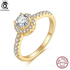 バンドリングOrsa Jewels Luxury Full Aaaa Zircon Rings for Women 925 Sterlsilver Promise WedStatement Finger Band Jewelry SR327 J240118