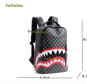 ackpack bolsa de viagem moda treliça mochila estudante mochila grande capacidade saco tubarão