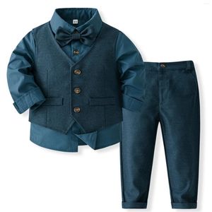 Kleidungssets, Kleidungsset für Kleinkinder, Jungen-Outfit, Hochzeitsanzug, kleine Jungen, Kindergeburtstag, Party, Gentleman, formelles 3-teiliges Kleid, Hemd, Weste und Hosen