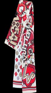 Korean Vintage Desinger Letters Flowers Print Bowknot Bags Scraf Scarves Charm Women Silk Handle Gloves Wraps Wallet Purse Handbag6370701