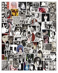 50pcllot Japońskie Junji Ito Horror komiks Tomie Sticker Black White Graffiti DIY Styty Waterproof Car Naklejki do laptopa S6766251