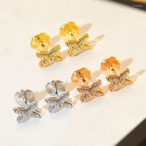 Stud Earrings High Quality 925 Sterling Silver Full Diamonds X-shaped Cross Earings For Women Rose Gold Ear Fine Jewelry