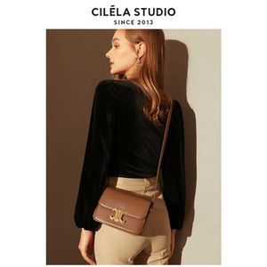 Teen triomphes Designer bolsa de couro de luxo Tofu Bag Triumphal Arch feminino preto dourado pequeno quadrado 2024 primavera / verão novo ombro único crossbody