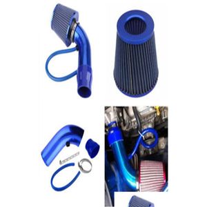 Filtro de ar carro 3quot 76mm entrada fria alumimum kit indução tubo sistema azul universal new3612873 entrega gota automóveis moto dh8vg