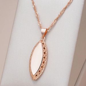 Colares Pingente Kinel Moda Brilhante Colar Para Mulheres 585 Rosa Cor De Ouro Simples Tecelagem Rhombus Étnica Noiva Jóias De Casamento