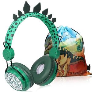Headphones Cute Dinosaur Kids Headphones with Microphones HD Sound Adjustable Wired Earphones For Children Boys Birthday Christmas Gifts