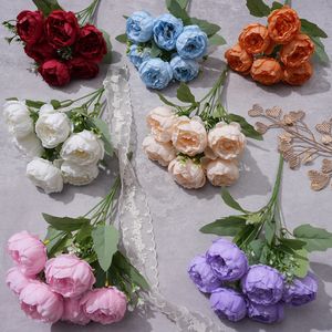 6 head peony artificial flower wedding flower arrangement European western rose wholesale hotel home decoration diy silk flower RLY