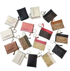 Leather mini designer wallet women zipper card holder with keychain black brown coin purse famous casual mens wallet designer small multi pocket