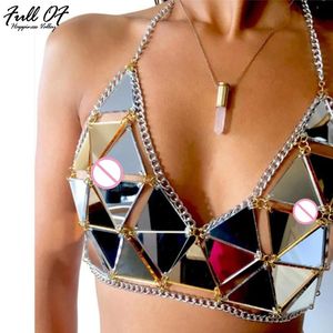 Tops Sexy Sommer Strand Frauen Metall Kette Hohl Sparkly Diamant Pailletten Tank Top Kurze Neckholder Camis Exotische Club Party Crop Tops westen