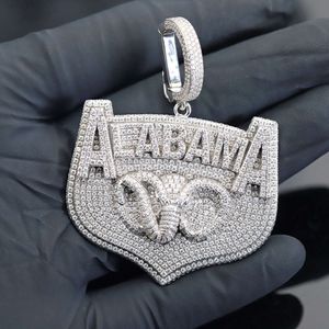 Pendante ad elefante fatto a mano in oro bianco placcato 925 in argento con ciondolo hip hop con diamante moissanite bling