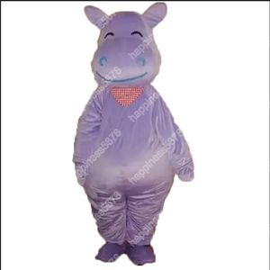 Trajes da mascote do hipopótamo roxo personagem dos desenhos animados terno terno carnaval adultos tamanho halloween festa de natal carnaval vestido ternos