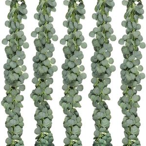 Guirlande de fleurs décoratives d'eucalyptus artificielles, 3 pièces, feuilles de vigne, fausses pour fête de mariage, décoration de jardin de maison