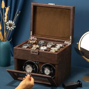 Watch Winders for Mechanical Watches Automatic Rotator Holder Double Layer Black Cabinet Storage Box Display Box Quiet No Noise 240117