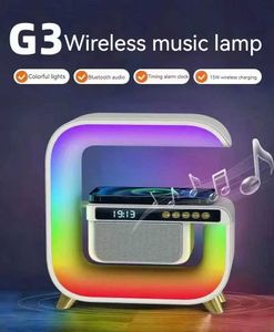 Regallautsprecher, multifunktionaler Bluetooth-Lautsprecher, Wecker, kabelloses Mobiltelefon, 15 W, bunter kabelloser Lade-Subwoofer, RGB-Licht, HomeL2101