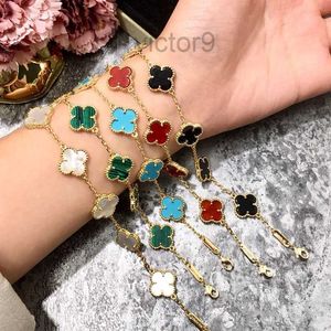 Brand Classic Four leaf Clover Bracelet Natural Fritillaria Turquoise Five Flower Clover Bracelet Fashion Korean Couple Designer Bracelet for Women Je