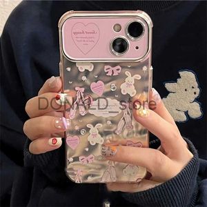 携帯電話のケースINSトレンディバレエシューズバニーシリコン電話ケースiPhone 15 14 13 12 11 Pro Max Korean Cute Bow Shockproof Soft Cover Funda J240118