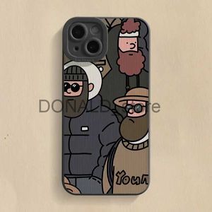 Cell Phone Cases Cartoon Line Uncle Phone Case For iPhone 11 12 13 14 15 Pro Max XR XS X 7 8 Plus SE2020 2022 Mini Shockproof Soft Silicone Cover J240118