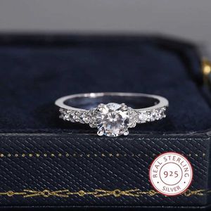 Band Rings 925 Sterlsilver Rfor Women Classic Shiny Zircon Rfashion Silver Jewelry Anniversary Gift Engagement Ring J240118