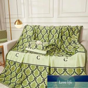 Высококачественное одеяло с зеленой сеткой, дизайнерское кружевное одеяло с буквенным логотипом, офисное одеяло для сна, зимнее утолщенное и теплое фланелевое дорожное одеяло 150 x 200 см