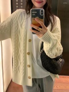 Women's Knits Outerwear 2024 In Spring Autumn Solid Versatile Leisure Time Cardigan Thread Vneck Korean Fashion Knitted Coats