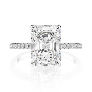 Band Rings Oevas Real 925 Sterlsilver Emerald Cut High Carbon Diamond 5A Zircon Weddrings for Women Luxury Fine Jewelry Wholesale J240118