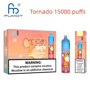 Indicatore di potenza dell'olio originale RandM Tornado 15000 Sbuffi Fumot facotry Vape monouso Dispositivo multicolore di grande capacità 41 colori 25 ml pod vapore autentico