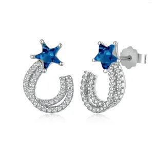 Stud Earrings 925 Pure Silver With High-end Zirconia Inlay And Versatile Personalized Pentagram Design