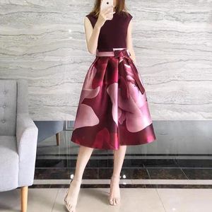 Casual Dresses High Quality Boutique Print Women Summer Sleeveless Bow Zippler Fashion Temperment Elegant Designer Runway Party Holiday