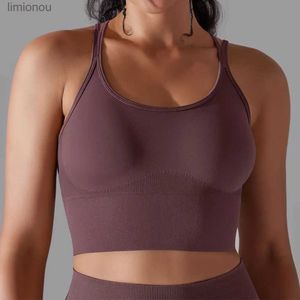 Active Sets Women's Sports Bra Sexy Criss Cross Straps Back High Support Impact Yoga Underwear Push Up Running Fitness Gym Padded BraletteL240118