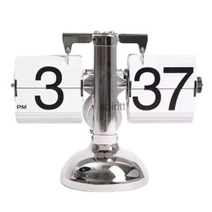 Desk Table Clocks Flip Digital Clock -Small Scale Table Clock Retro Flip Clock Flip Internal Gear Operated Quartz Clock One Leg Clock Home YQ240118