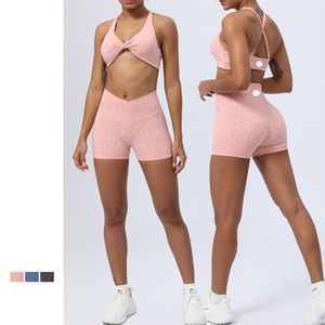 lu Reggiseno da yoga da donna leopardato con set corto ll Set di reggiseni da allenamento con canotta con pantaloni lunghi da palestra Camicie da fitness casual estate