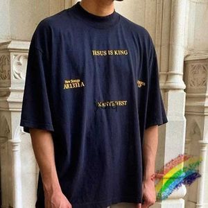 Men's T-Shirts Jesus is King T-shirt Oversized Best Quality Electrooptic Blue Streetwear Loose Tee T Shirt Tops For Men H240401