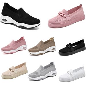 2024 Kvinnor Skor Vandring Running Soft Sole Casual Flat Shoes mångsidiga svarta vita lätta tränare Tjock botten stor storlek 36-41 GAI