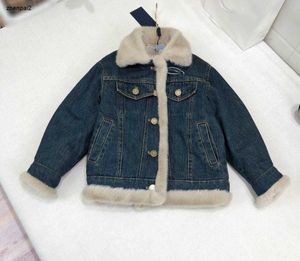 Роскошная детская куртка, дизайнерское джинсовое пальто с лацканами для мальчиков и девочек, размер 110-160, зимняя детская одежда, плотная и теплая детская верхняя одежда, 20 января