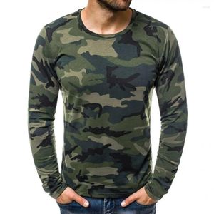 Magliette da uomo Camicia autunnale semplice Camouflage casual Girocollo ad asciugatura rapida Top resistente all'usura Delicato sulla pelle