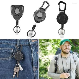 Keychains Heavy Duty Retractable Keychain Easy-to-pull Buckle Rope Elastic Anti Lost Keyring With Steel Cord 40GB