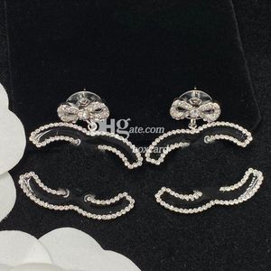 Elegante senhora luxo brinco diamante brincos studs designer jóias carta banhado brinco eardrops com caixa conjunto