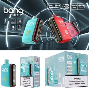 Caixa Bang original 18000 baforadas bobina de malha de pulso descartável e cigarro bobina de malha dupla 9000 puff 16ml cartuchos pré-carregados pods dispositivos de bateria recarregável