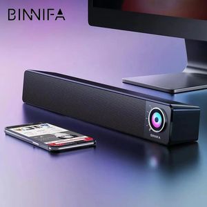 Högtalare Binnifa Desktop Sounbar Computer Bluetooth 5.0 Högtalare Färgglada ljus DSP Double Horn WirelessLaptop Aux/Mic Input TV Theatre