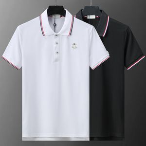 Mens Polo Shirt Designer Man Fashion T Shirts Casual Golf Polos Shirt Chest Badge Trend Top Black and White Solid Colors Tee Asian Size M-3XL