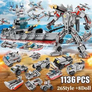 Bloki 1000+PCS Model Warships Building Blaki samolotowe armia statku edukacyjna marynarka wojenna Army Boat Toys for Boys Kids Diftl240118