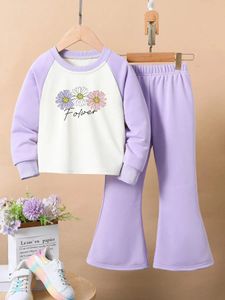 Dzieciowe wiosna zima odkrycie drukowane bluski 2PCS Suit 4-12 y Boys Girls Streetwear Pullover TrackSuits Ubrania dla dzieci 240117