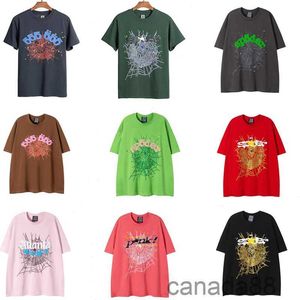 Spider t Shirt Men Designer Tshirt Number 55555 Star Foam Print High Quality Pure Cotton Pink Green Women Tshirts Trendy Couple Tee Loose Versatile Mens t S YTZ3