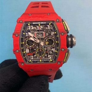 Richardmiler Luxury WatchesオートマチックワインディングメンズウィストウォッチRichardmiler RM 1103 NTPT Red Devil Mensシリーズカーボンファイバー自動メカニカルメンズウォッチW EJHW