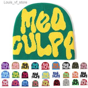 Шапка-череп Meaculpa Beanie Mea Culpa Вязание Зимняя теплая мода Японская шапка Y2k для женщин и мужчин Капот Осень Kpop Уличная шапка Кепка T240112