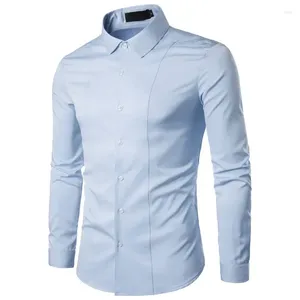 Camisas casuais masculinas 2024 comércio exterior outono produto tamanho europeu fino ajuste moda edição coreana juventude cor sólida underlay camisa