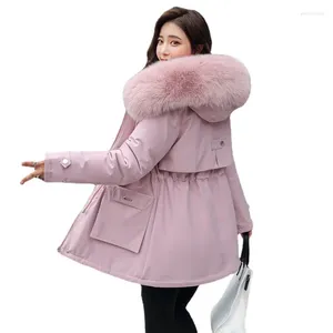 Kvinnors dike rockar 2024 vinterjacka varm päls krage tjock överrock mode lång huva parkas kläder kvinnlig snö slitage kappa