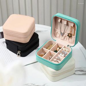 Cosmetic Bags 1PC Mini Jewelry Organizer Display Travel Zipper Case Boxes Earrings Necklace Ring Portable Leather Storage Box