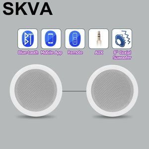 Speakers 8 Inch Coaxial Ceiling Speaker White Bluetooth Wireless 1 Pair Home Theatre System Sound Round Hifi Speakers Party Karaoke Power